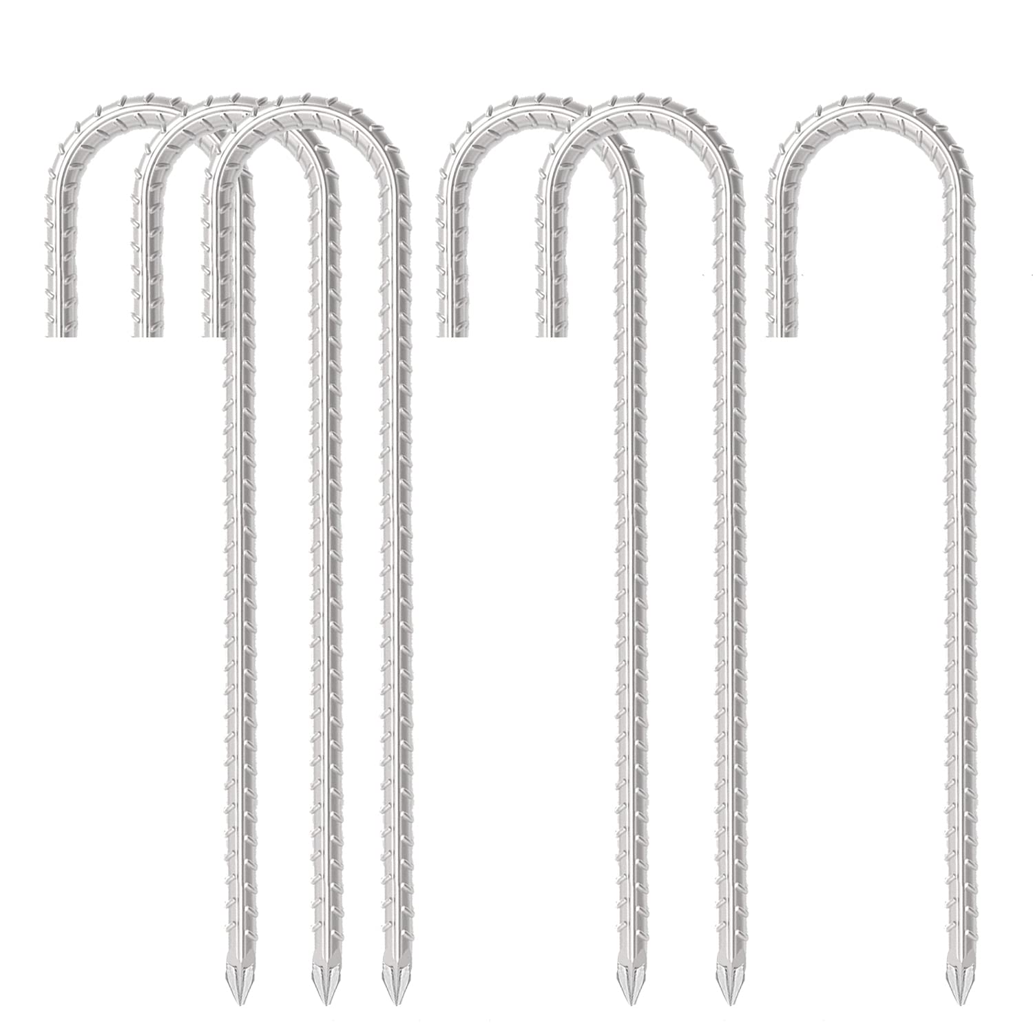 6Pcs Tent Pegs Metal, Galvanized Garden Ground Fence Stakes, Trampoline Pegs Heavy Duty, Marquee Pegs, Hook-Shaped Ground Hooks are used for Fixed Tents, Trampolines