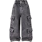 Nivne Tco Toddler Boys Cargo Jeans Multi-Pocket Elastic Waist Straight-Leg Denim Pants for Little Boy