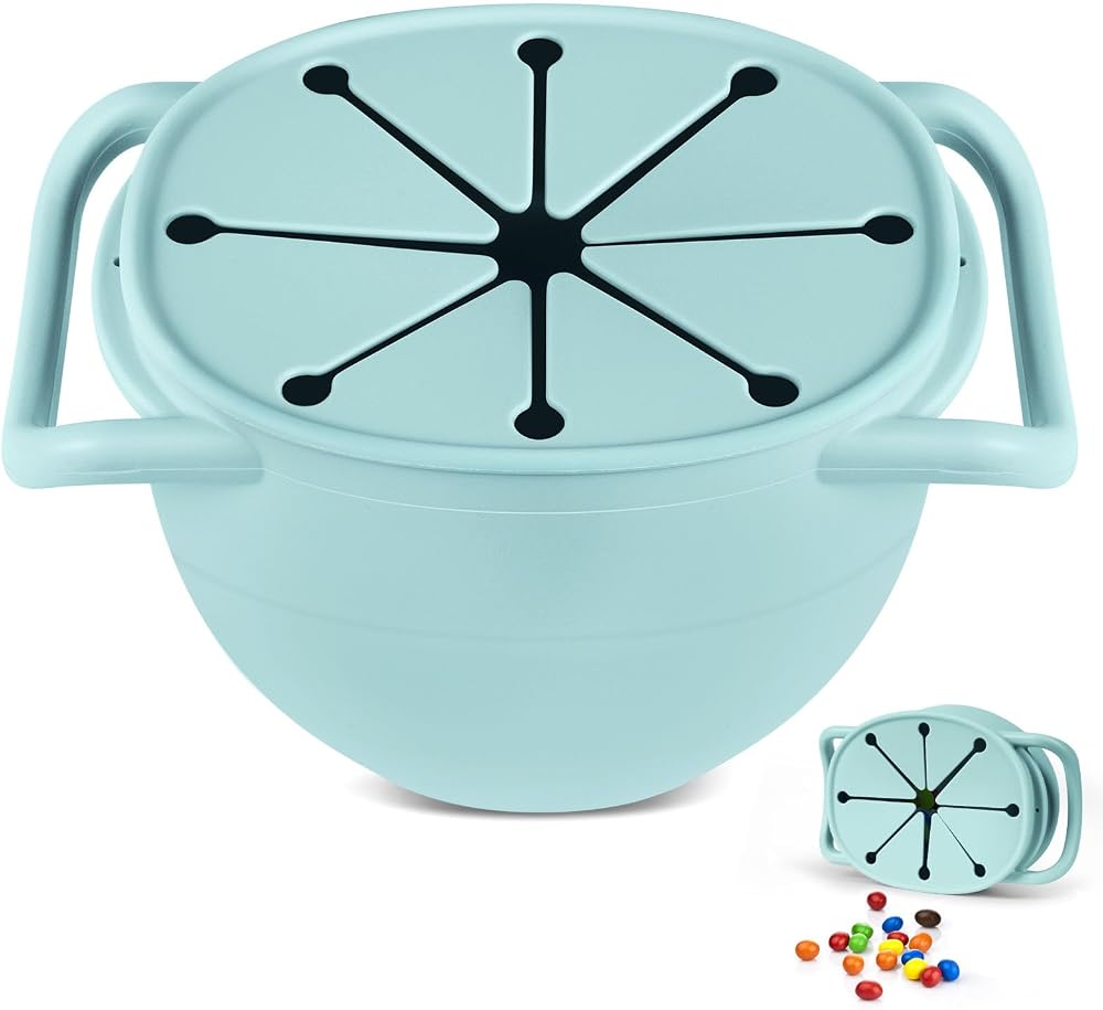 Vicloon Collapsible Silicone Baby Snack Cup with Lanyard Blue