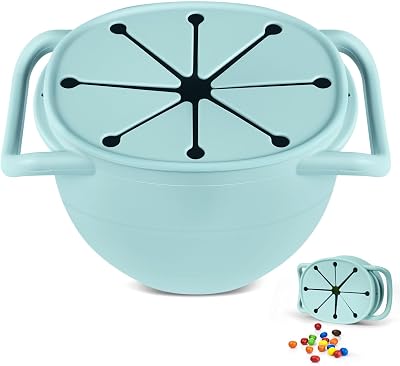 Vicloon Collapsible Silicone Baby Snack Cup with Lanyard Blue