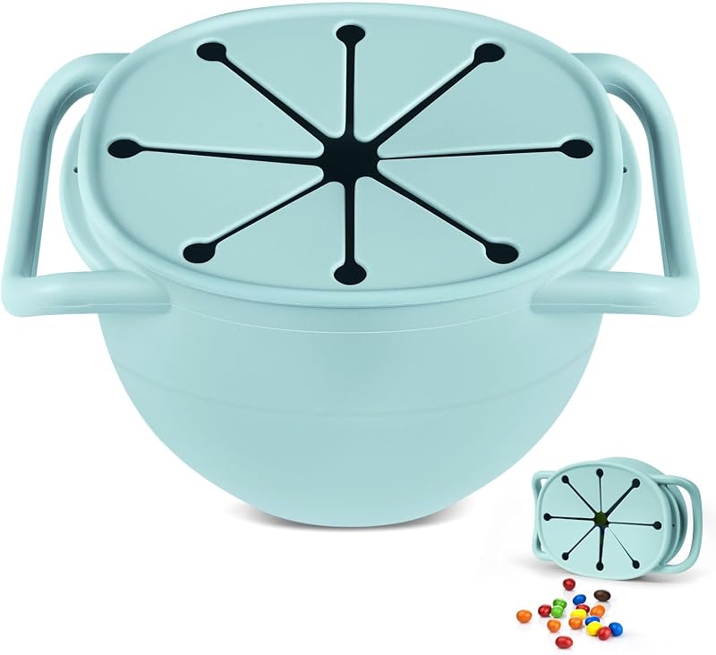 Vicloon Collapsible Silicone Baby Snack Cup with Lanyard Blue