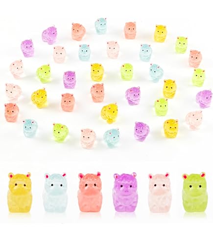 Levemolo Lot de 6 mini alpagas lumineux en résine - Figurines colorées pour micro paysage de fée