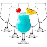 binsakao Hurricane Glasses Set of 6-13 Oz Milkshake Tall Cocktail Glasses for Mojito, Margarita, Sangria, Pina Colada Glass - Stemmed Coupe Glassware 395 Ml