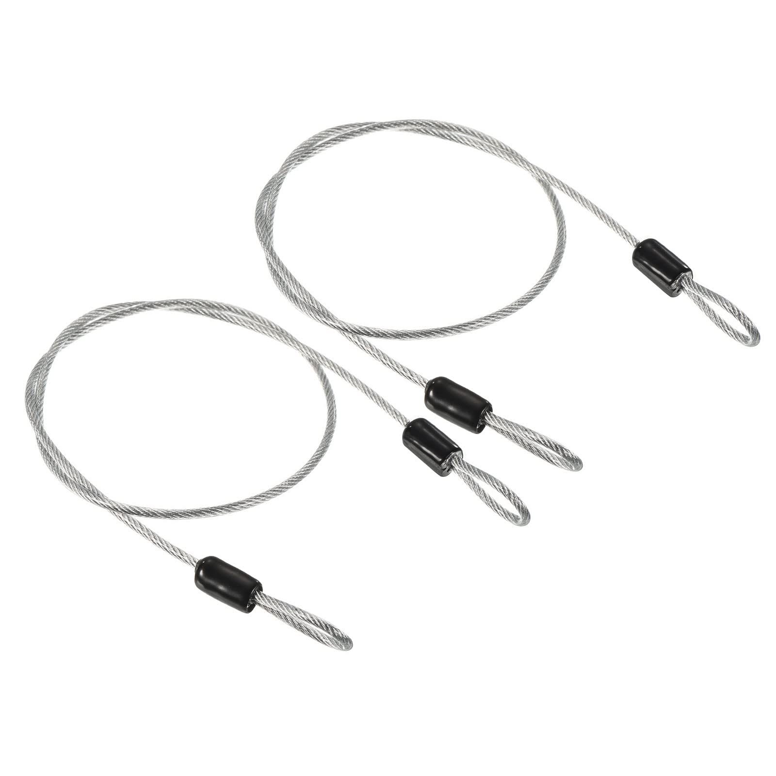 PATIKIL Security Steel Cable 2.5mm x 0.5m/1.64ft Coated Luggage Lock Wire Rope with Double Loop Transparent 2 Pack