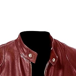 SWJGLITTR Men Slim Fit Motorcyle Leather Jacket