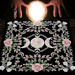 GIRTEXFA Moon Phase Altar Cloth Floral Tarot