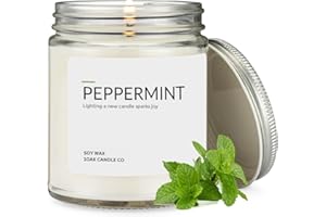 1OAK Soy Wax Scented Candles (Peppermint) - Soy Candles for Home Scented - Long Burning Candles Premium - Hand-Poured (7oz.)