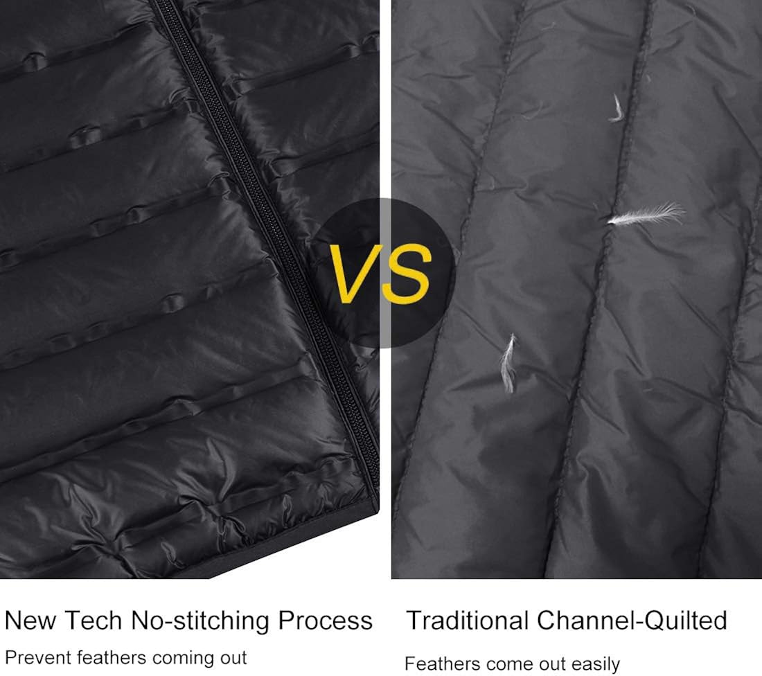 Lesmart Mens Down Puffer Jacket Lightweight Packable Winter Quilted Coat Warm Casual Outdoor: Clothing