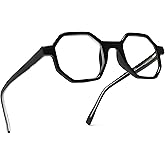 2SeeLife Oversized Hexagon TR-90 Reading Glasses for Men & Women – Medium–Wide Fit, Durable, Spring Hinges, Premium Readers, Black, +1.00