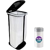 Portable Trash Bag Holder Collapsible Trash can with 25 PCS Drawstring Trash Bags | Expandable Outdoor Waste Bins Camping Acc