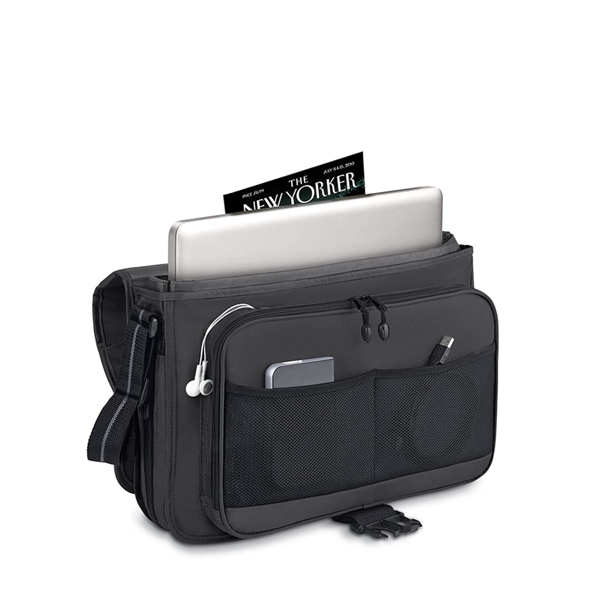 Solo New York Conquer 15.6-Inch Expandable Laptop Messenger, Black (NY10-4), One Size