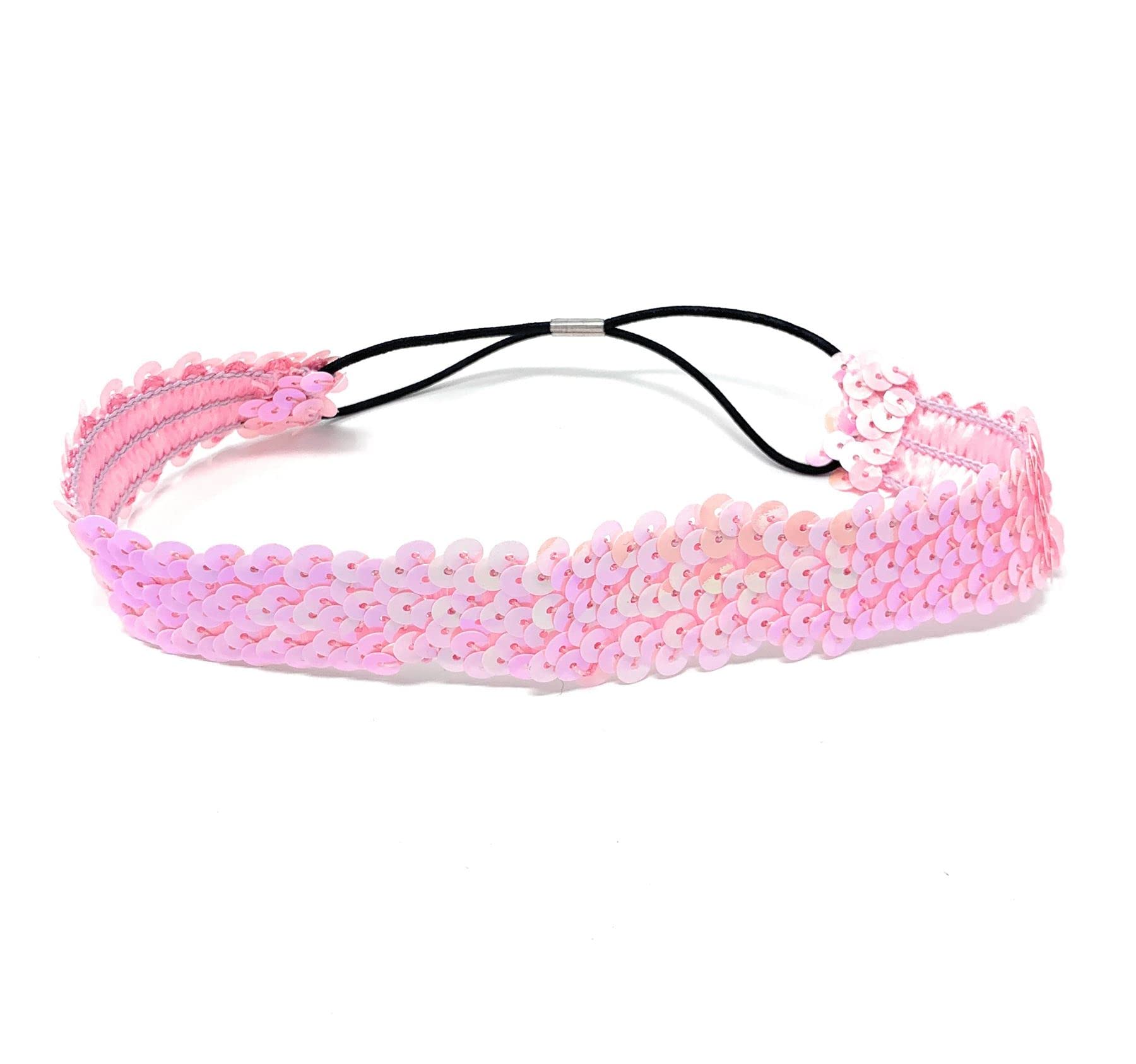 Pink Womens Sequin Polyester Fancy Dress Headband 38 x 3cm