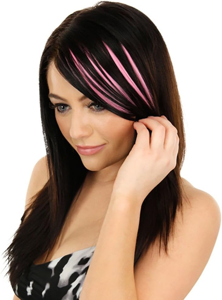 Lanhui Color Bangs Female Pretty Girls Clip On Wigs Womens Clip In Front Hair Bang Fringe Hair Extension Piece Thin (Pink)
