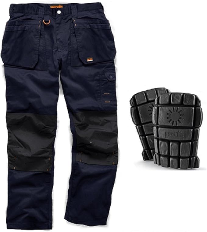 Scruffs WORKER PLUS Trousers NAVY BLUE Combat Cargo work Pants Kneepad