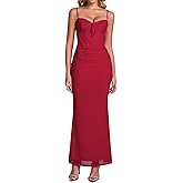 KUTUMAI Vintage Lace Corset Floral Maxi Long Dress Bodycon Ruched Tie Formal Wedding Guest Dresses for Women Elegant