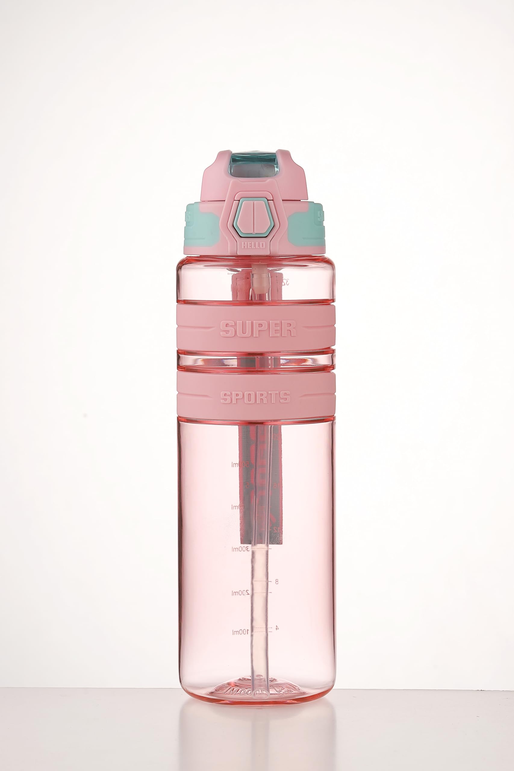 Sports Water Bottle, BPA FREE Tritan Plastic, Leak Proof Water Bottle With Filter, Flip Top, Sports Cup, Drink Bottles (Pink, 500ml)