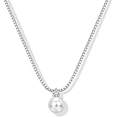 PAVOI 14K Gold Plated Pearl Pendant Necklaces for Women - Dainty Pearl Necklace Drop with Cubic Zirconia - Simple Wedding Jewelry for Brides & Bridesmaids