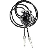 HUABOLA CALYN Black Bolo Tie for Men, Native American Western Cowboy Bolo Tie