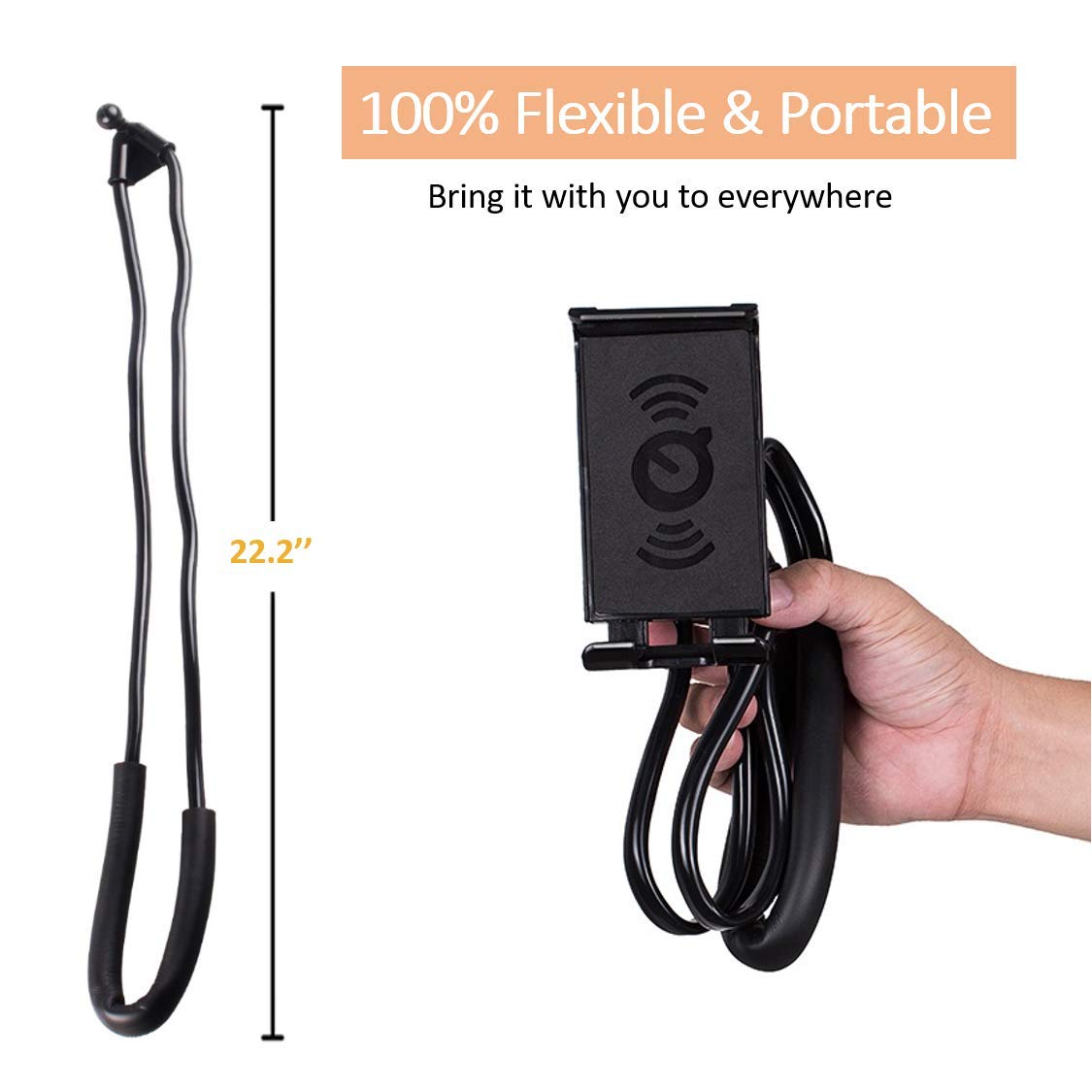 Lazy Cell Phone Holder for Neck, 360 Degree Free Rotating Mount, Universal Tablet Holder Mobile Phone Stand Bracket for Phone, iPad, Kindle