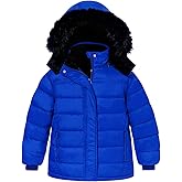 Funnycokid Boys Winter Coat Kids Puffer Jacket Waterproof Fleece Lined Size 5-12