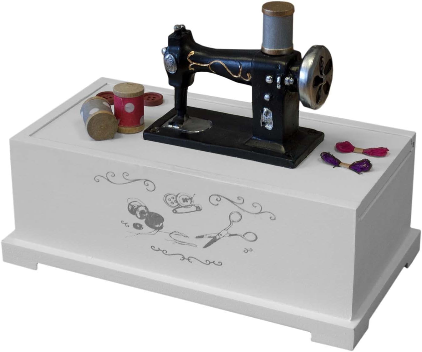 Nähkästchen Weiß 22x17x12cm aufschiebbarer Deckel Nähkorb für Nähutensilien Nähkasten Nähbox Nähzubehör Box