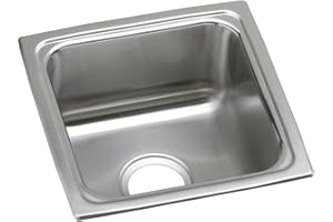Elkay Lustertone LFR1515 Single Bowl Top Mount Stainless Steel Bar Sink