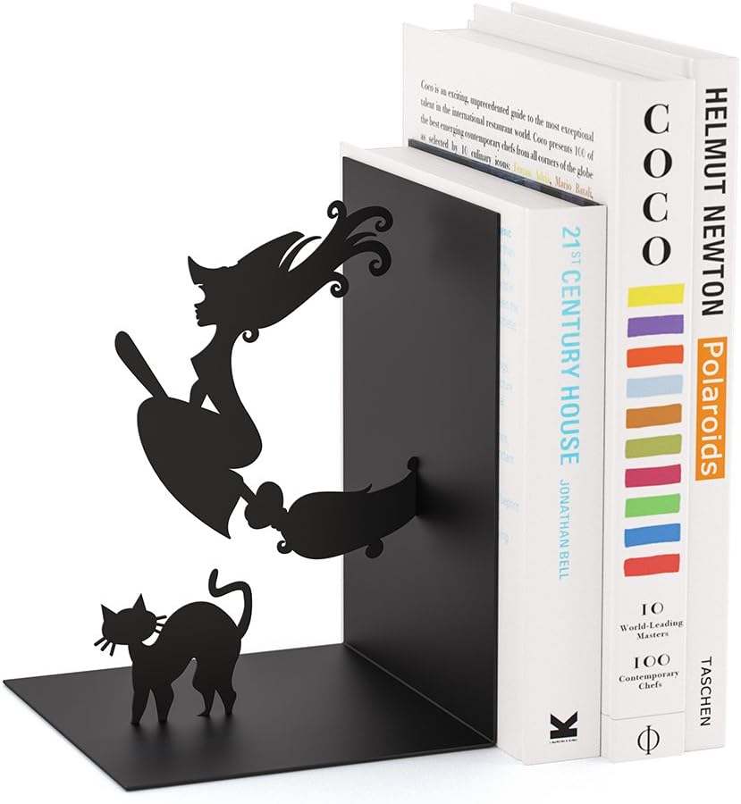 Balvibookend Magic Black colour In the shape of a witch Metal 17 cm