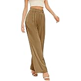 FUNYYZO Women Stain Wide Leg Pants High Elastic Waisted Casual Business Work Trousers Long Straight Suit Pants