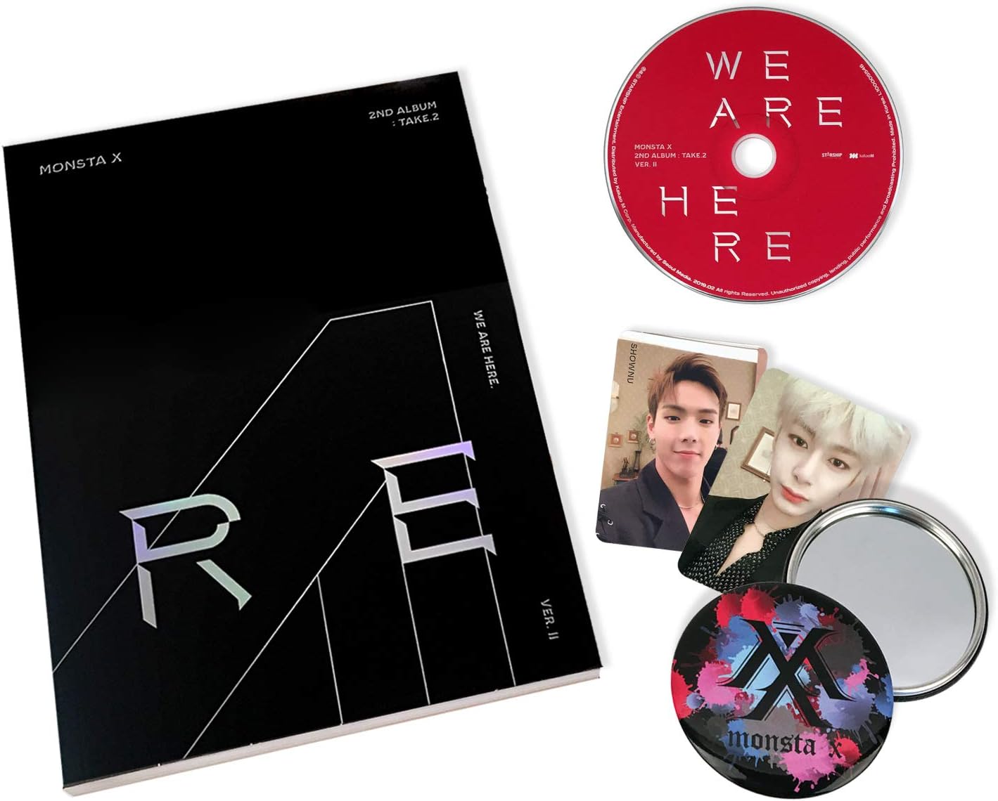 We Are Here - MONSTA X 2nd Album : TAKE.2 [ II ver. ] CD + Photobook + Photocards + OFFICIAL POSTER + FREE GIFT / K-pop Sealed