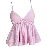 SOLY HUX Women's Summer Peplum Crop Tops Cute Deep V Neck Sleeveless Ruffle Going Out Camisole Top