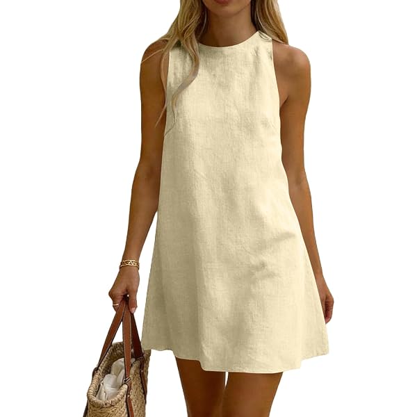 linen-blend wide strap mini dress Almond Linen Blend Faux Leather Contrast Mini Dress