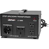 LiteFuze LT Series 3000 Watt Voltage Converter Transformer Step Up/Down - 110v to 220v / 220v to 110v Power Converter - Fully Grounded Cord - Universal Socket, CE Certified