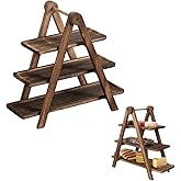 Pansente 3 Tier Serving Tray Wooden Tiered Serving Tray Wood Cupcake Stand Rectangular Cupcake Stand Suitable for Indoor or Outdoor use for Gatherings, Family Dinners, Parties and More!