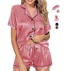 WJing Yi Jia Womens Pajama Sets XS-4XL Silk Satin