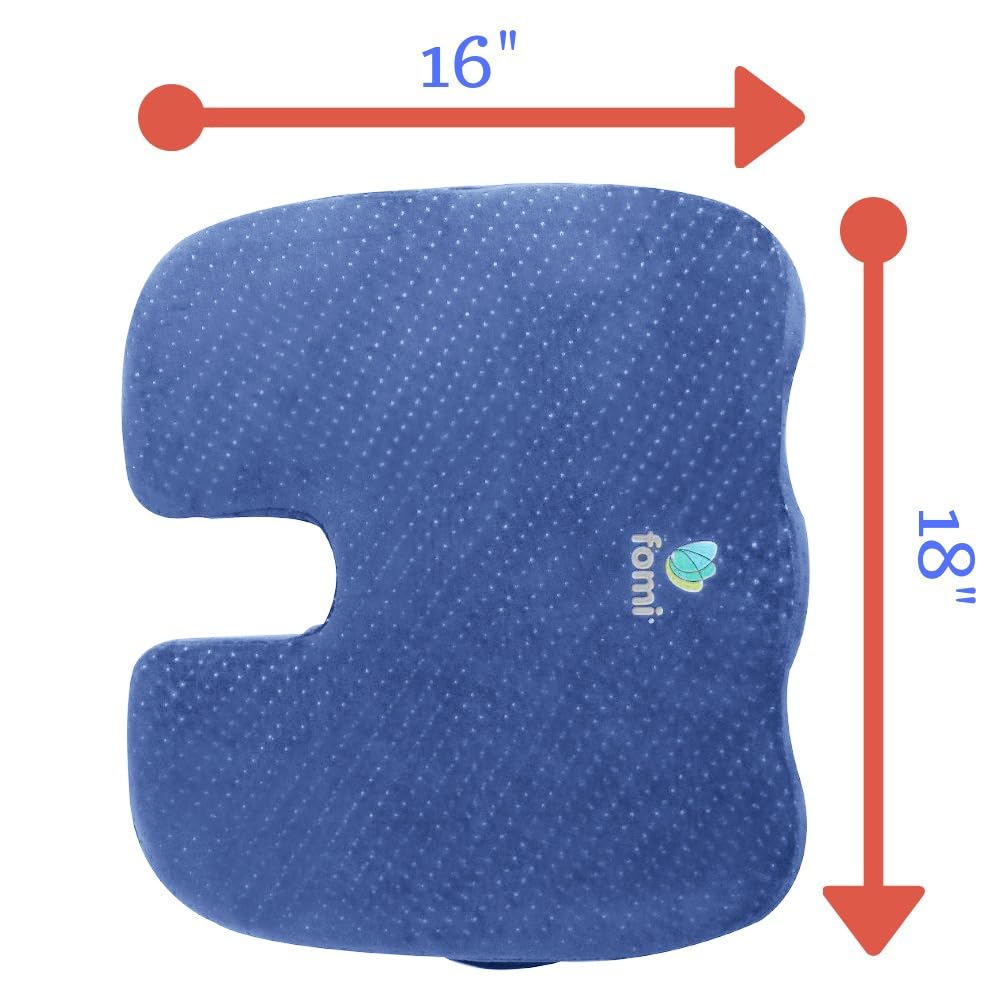 FOMI Extra Thick Firm Coccyx Orthopedic Memory Foam Seat Cushion | Black Large Cushion for Car or Truck Seat, Office Chair, Wheelchair | Back Pain Relief