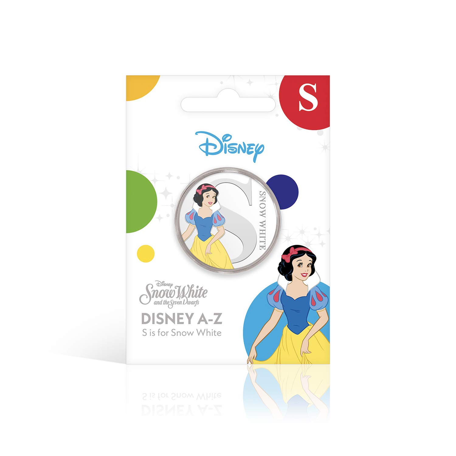 IMPACTO COLECCIONABLES Disney A-Z Collection S is for Snow White Silver-Plated Full Colour Commemorative in Retail Pack