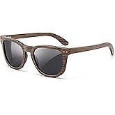 SUNGAIT Wood Sunglasses for Men Women Square Polarized All-Wood Sun Glasses Retro Lightweight With Case