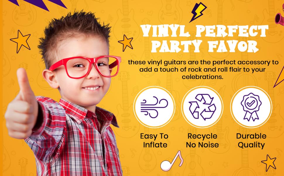 Rock Inflatable Guitar (42 Inches) Vinyl. Perfect Party Favor, DJ Dance 80s Rocker (Gold and Silver (2 Pack)), Multi, 42 Inch