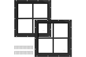 LINGRINGDCY 2 Pack 12" x 12" Black Shed Window with Tempered Glass Household Windows with Screws for Shed, Chicken Coop, Playhouse, Garage and Barns(No Screen)