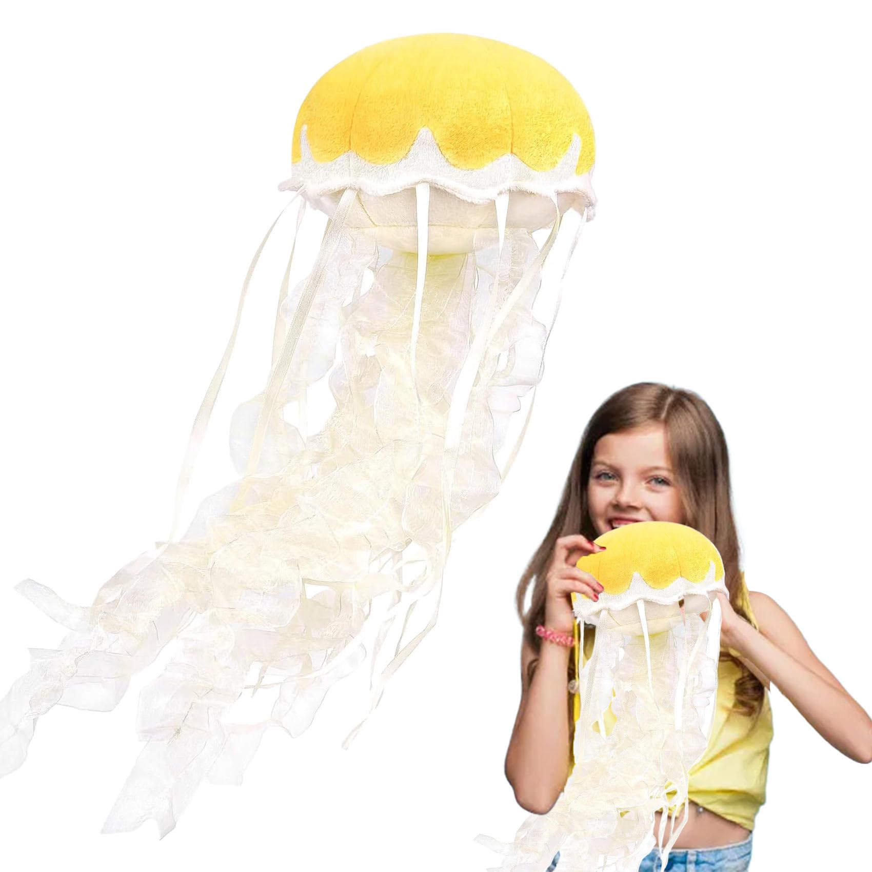 Photo 1 of KAYBOBEZK Jellyfish Plush, Jellyfish Stuffed Animal Toy, Simulation Cute Yellow Jelly Fish Plush Pillow Room Decor Toy, Unique Plush Gifts for Kids Cute