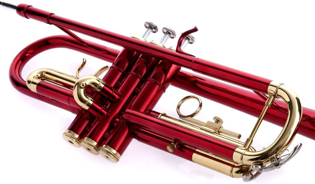 Hawk WD-T314-RD Bb Trumpet with Case and Mouthpiece, Red: Musical Instruments