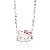 SALLY ROSE Hello Kitty Necklace for Women Official License, 16" + 2" Sterling Silver Necklace with Enamel Pendant, Sanrio Gifts