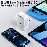 Aodeng UK to EU Travel Adapter 2 Pack with 3 USB Ports Type E/F Shaver Adapters view 5