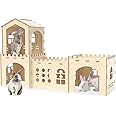 Woiworco Extra Large Rabbit Hideout, Wooden Rabbit Castle Bunny Spacious Breathable Hideouts for Indoor Bunnies, Hamsters and Guinea Pigs Hut to Hide