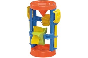 American Plastic Toys Kids’ Sand and Water Wheel Tower, Flowing Sand and Water, Built-in Top Funnel, Sieve, and Wheels, Shovel and Rake Included, Liquids, Combination, for Ages 18+ Months