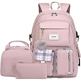 Acmebon Girl Roomy Fashion Laptop Backpack Set Casual Daypack Set for Women Purple