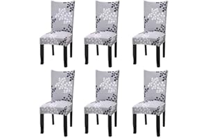 Fuloon 6 Pack Super Fit Stretch Removable Washable Short Dining Chair Protector Cover Seat Slipcover for Hotel, Dining Room, Ceremony, Banquet Wedding Party