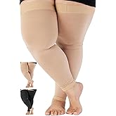 ABSOLUTE SUPPORT 3XL Compression Thigh High Socks 20-30mmHg for Women and Men - Plus Size Unisex Compression Over the Knee Footless Socks for Travel, Nursing, Athletic, Running - Beige, 3X-Large
