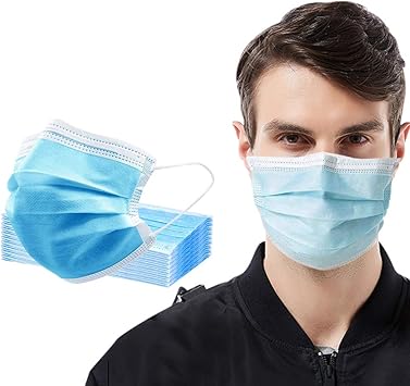 Download Free Amazon Com Disposable Safety Masks With Adjustable Nosebridge 3 Ply Dustproof Face Masks For Personal Protection 50 Pcs Home Improvement PSD Mockup Template