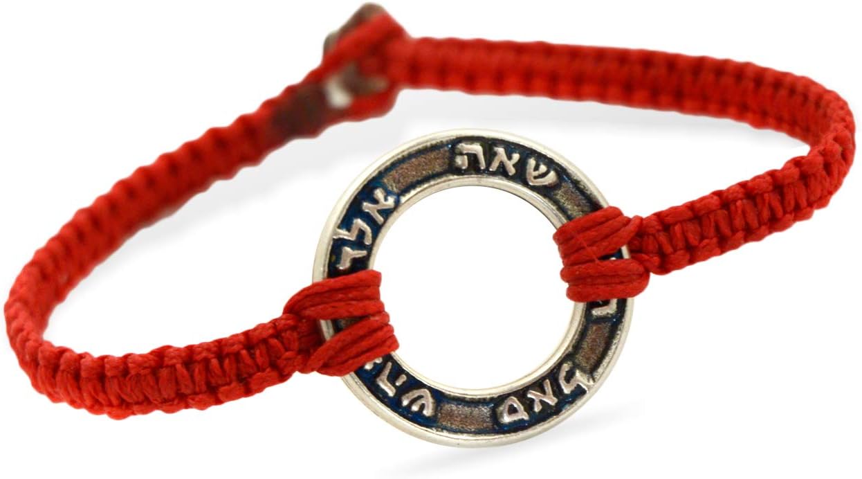 MIZZE Made for LuckHandmade 72 Names of God Kabbalah Silver Plated Circle Charm on Red String Bracelet for Men - Waterproof and Durable